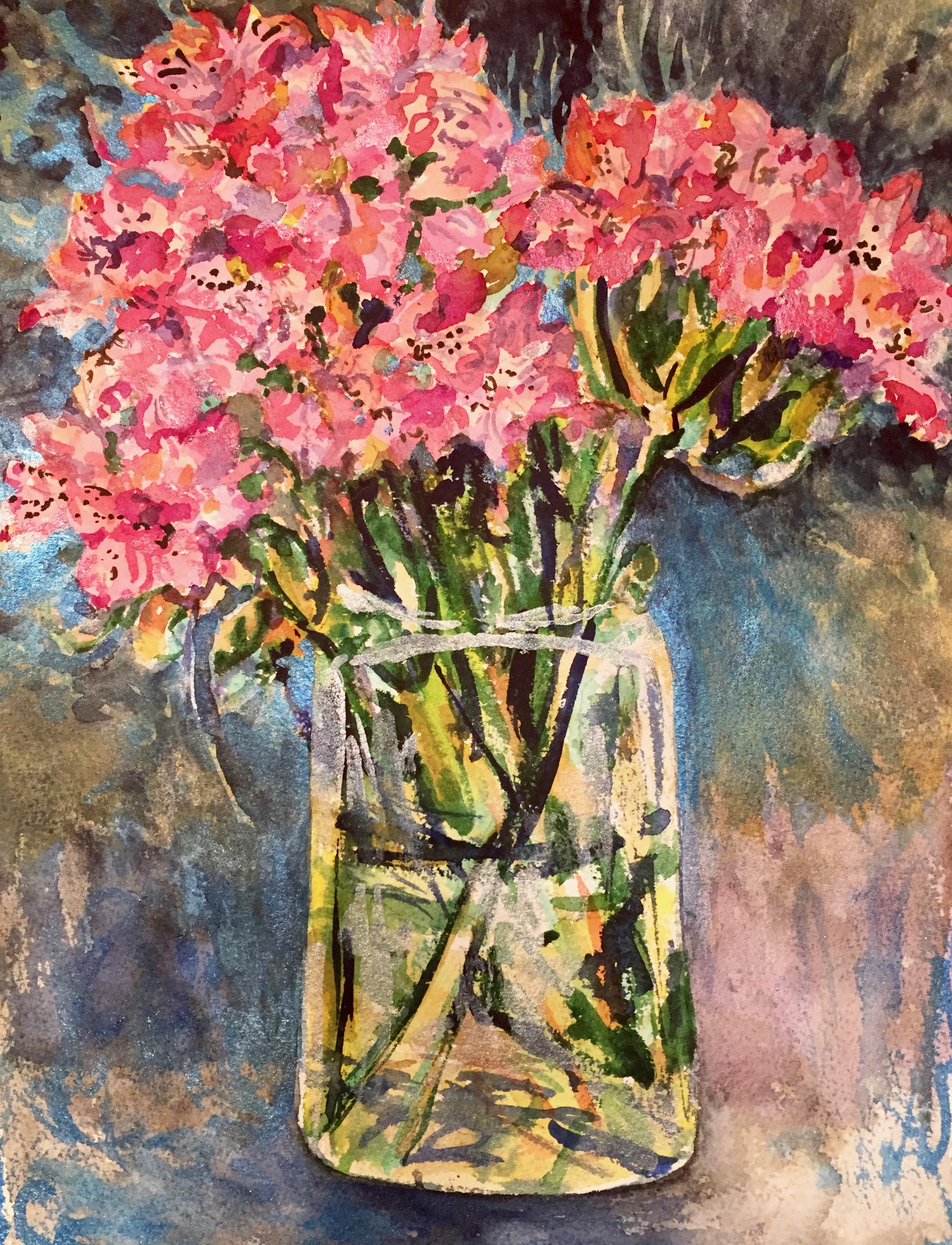 Flowers in a glass vase 